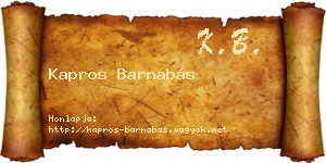 Kapros Barnabás névjegykártya